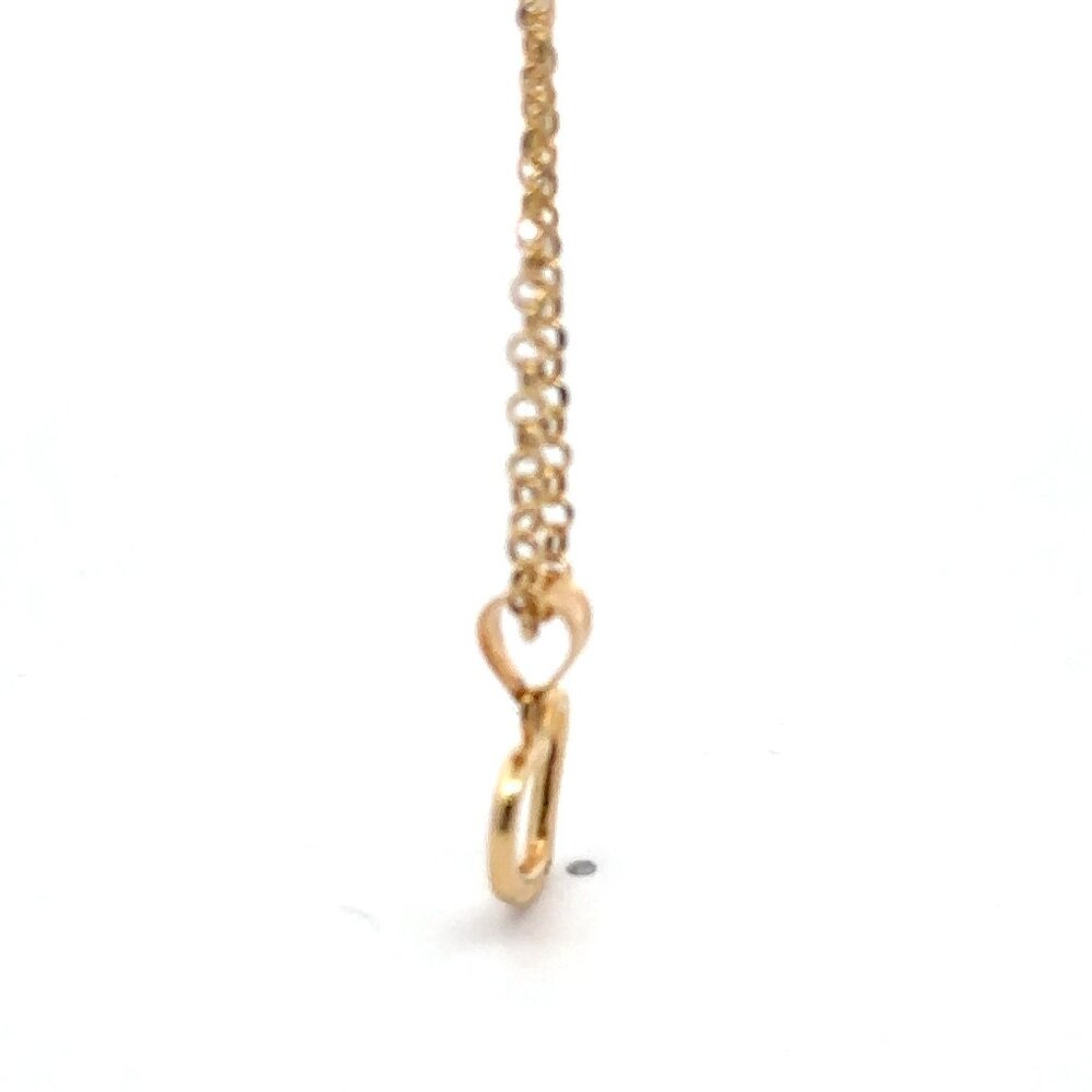 18K Gold Bracelet Rolo Chain Open Heart Charm 8 inches - Picture 5 of 9